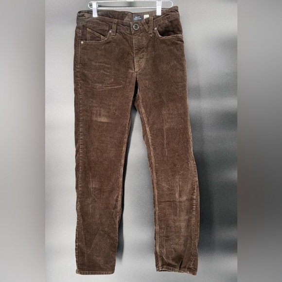 VOLCOM SOLVER 5 POCKET CORDUROY PANTS DARK BROWN SIZE 28 - Picture 4 of 11